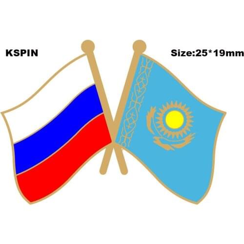 Russia & Kazakhstan Friendship Flag Lapel Pin Friendship Flag Badge Flag pin
