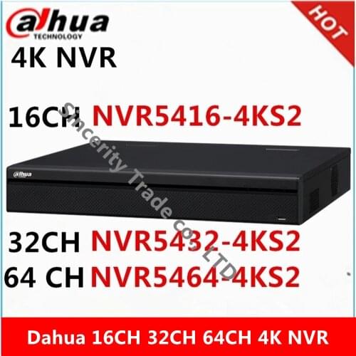 Dahua 4K NVR NVR5416-4KS2 16ch & NVR5432-4KS2 32ch & NVR5464-4KS2 64ch & without POE ports Network Video Recorder