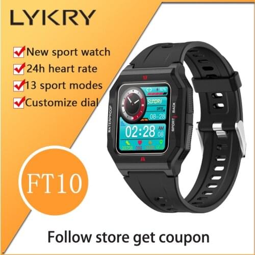 LYKRY FT10 Sport Smart Watch Men Women 1.3inch Screen Watches Wristband Custom watch face 24-hours Heart Rate Monitor Smartwatch