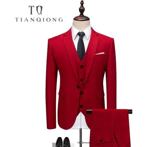 TIAN QIONG 3 Piece Blue Business Men Suits Notched Lapel Trim Fit Custom Made Wedding Groom Tuxedos Latest Coat Pant Designs