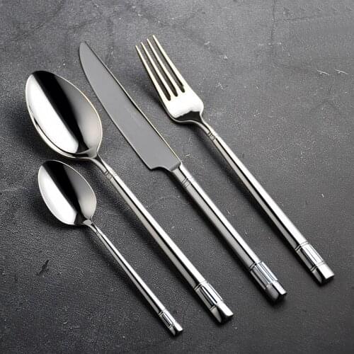 Creativity Stainless Steel Cutlery Set Silver Nordic Luxury Simple Dinner Set Kitchen Four Piece Suit CouvertTable Art EK50DS