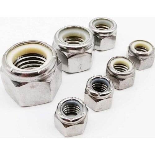 UNC 2#-56 to 3/4-10 304 A2-70 Stainless Steel UK US Coarse Thread Hex Nylon Insert Lock Nut Hexagon Self-locking Nylock Locknut
