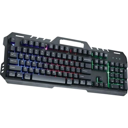 USB luz de fondo con cable teclado 104 teclas Teclado mecánico para jugar teclado Universal de Metal para ordenador de casa PC p