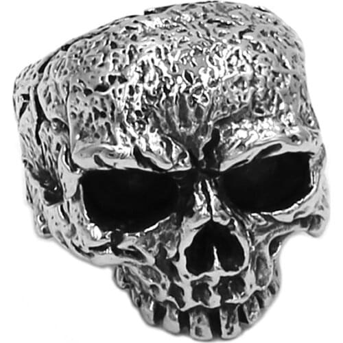 Vintage Gothic Skull Ring Stainless Steel Jewelry Fashion Punk Skull Biker Men Ring Wholesale SWR0809