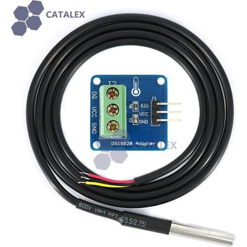 Waterproof DS18B20 Temperature Sensor (100cm) + DS18B20 Adapter Module for Arduino