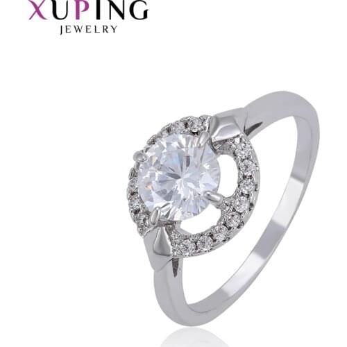 Xuping Jewelry for Women Luxury Rhodium Color Plated Rings with Synthetic Cubic Zirconia Christmas Gift 15955