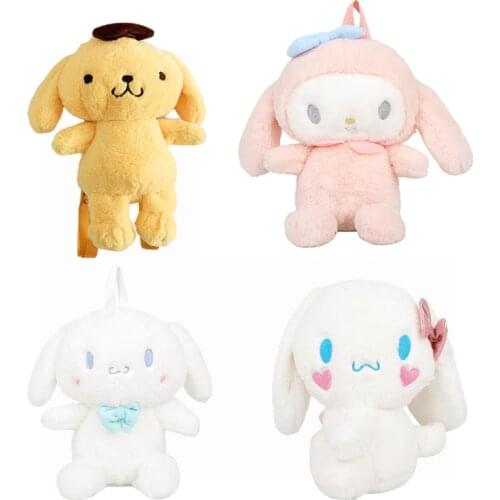 Japanese Kawaii My Melody Pom Pom Purin Cinnamoroll Plush Backpack Messenger Bag Children Birthday Christmas Gifts