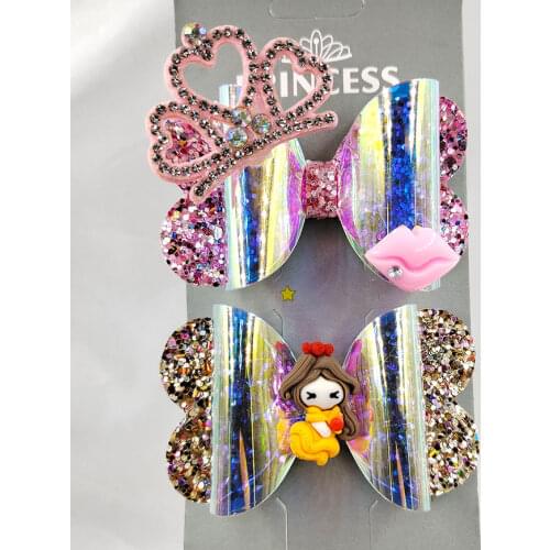 Princess Hairgrips Glitter Hair Bows with Clip Dance Party Bow Hair Clip Girls Hair Accessories