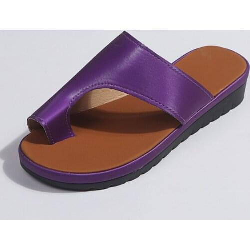 New European and American Solid Colors Women Slippers Flat Sole Casual Soft Big Toe Foot Women Shoes Comfy Platform Sandals