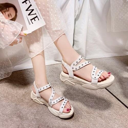Platform sandals womens summer 2020 new wild fairy trend sandals wedge students sports sandals Z615