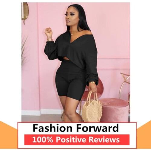 Womens Fashion Casual Solid Color Crop Top 2 Pcs Set