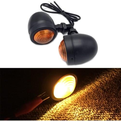 JEAZEA Motorcycle 1Pair 12V Bullet Vintage Turn Signal Indicator Amber Lights Lamp for Harley Bobber Honda Yamaha Suzuki