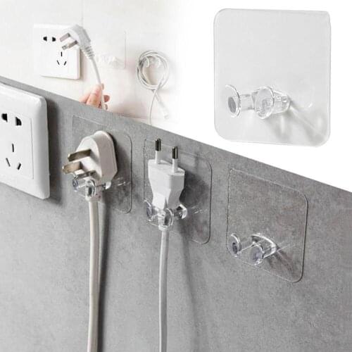 5pcs Wall Storage Hook Punch-free Power Plug Socket Holder Kitchen Stealth Hook Wall Adhesive Hanger Office Wholesale Price
