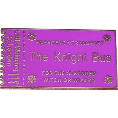 The knight bus badge ticket for the stranded witch or wizard brooch funny adult pin emergency transport jewelry