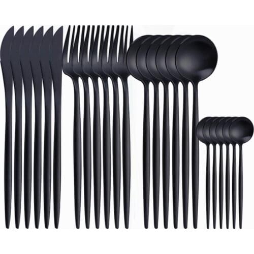 Eco-Friendly Black Culery Set 18/10 Stainless Steel Matte Cutlery Dinnerware Sets Black Fork Knives Spoond Cutlery Set Tableware