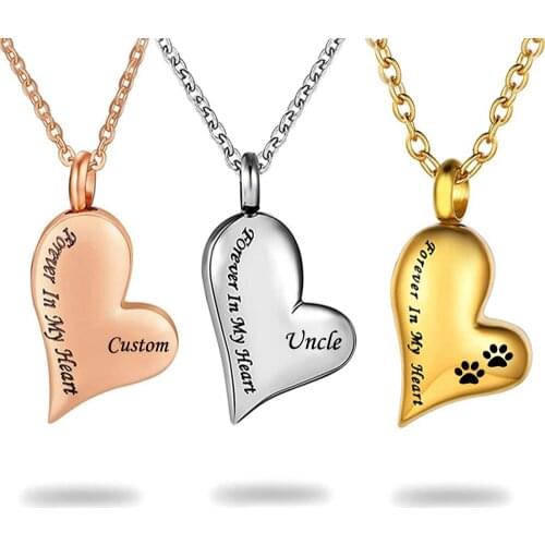 Forever in My Heart Cremation Urn Ashes Necklace Stainless Steel Fashion Jewelry Keepsake Memorial Pendant Dropship