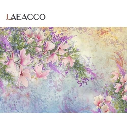 Laeacco Flowers Illustration Painting Baby Newborn Photography Backgrounds Custom Photographic Backdrops For Home Photo Studio