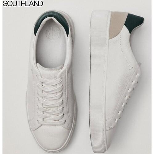 SOUTHLAND Summer England Style Patchwork Color contrast Genuine Leather Vulcanized Shoes Women Shoes Sneakers Women Shoes Woman