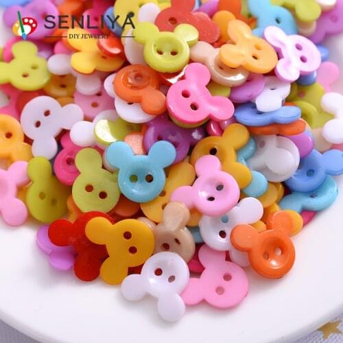 Fashion 50-300Pcs/Pack Cartoon Animal Head Shape Scrapbooking Solid Random Decorative Resin Buttons For Diy Apparel Accessories