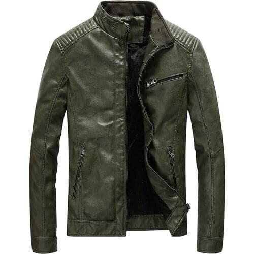 2019 New Spring Mens Leather Jackets Stand Collar Motorcycle Pu Casual Slim Fit Coat Outwear Drop Shipping