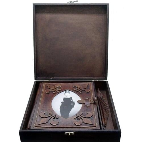 Notopelle Wood Boxed Leather Photo Album 21cm x 25cm Page Size 100 Handmade Unique Design