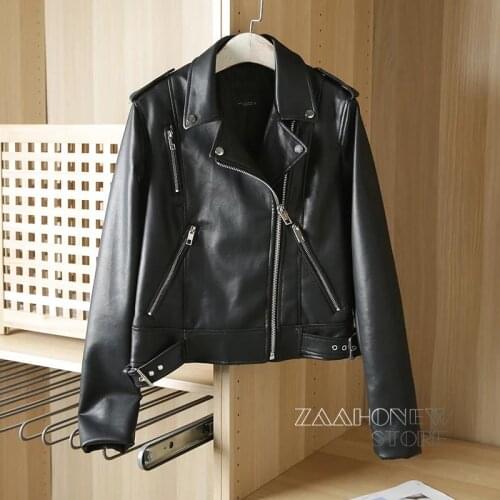 ZAAHONEW New Autumn Winter Women Black Faux Leather Jacket Fashion Solid Zipper Biker Coat Female