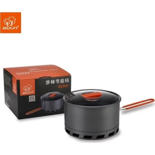 Bulin 2.1L Camping Heat Exchanger Pot Outdoor Portable Cookware Picnic Quick Heating Kettle Folding Handle Pot 2-3 Person