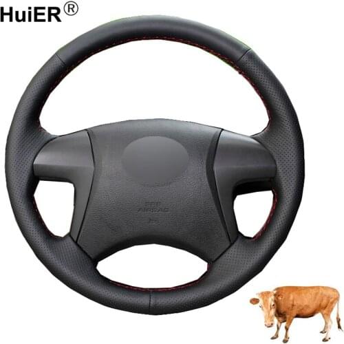 Hand Sewing Car Steering Wheel Cover Top Cow Leather For Toyota Highlander 2008 2009 2010 2011 2012 2013 2014 Camry 2007-2011