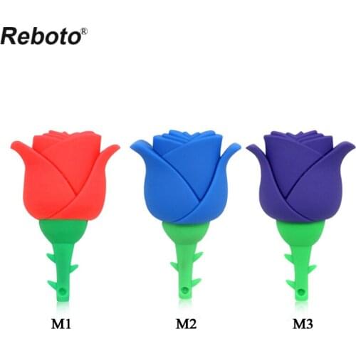 Reboto Colorful USB Stick Rose Flower USB Flash Drive 64GB Cartoon pendrive 4GB 8GB 16GB 32GB Mini U Disk Memory stick USB 2.0