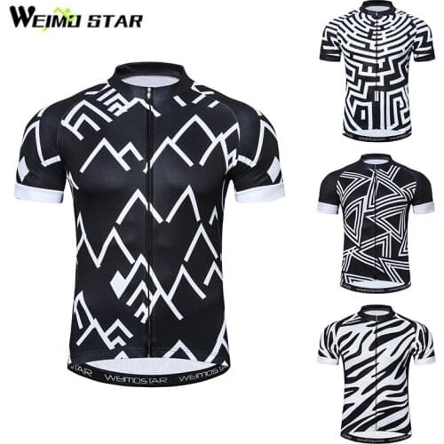Weimostar Men Cycling Jersey Bike Jerseys Racing roupa ciclismo Maillot Ciclismo Breathable Black White T-Shirt Tops