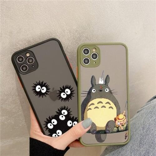 Cute Totoro Miyazaki Anime No Face Phone Case For X XR XS Max 12 mini 11 pro max 6s 7 8 plus SE 2020 Hard Shockproof Back Cover