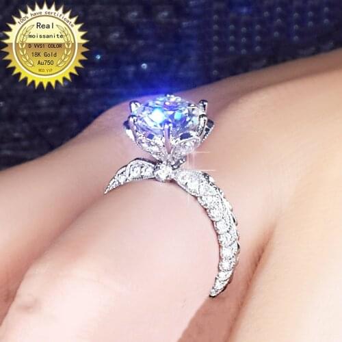 100%18K goldr ring 1ct D VVS moissanite ring Engagement&Wedding Jewellery with certificate 0027