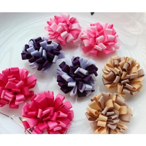 120pcs Hair Bow Loopy style,mix color Vintage flower Cheer~Dance~Birthday~Holiday~Recitals 3d flowers