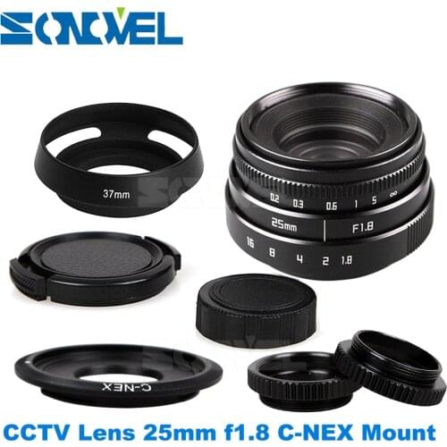 25mm F1.8 APS-C Television TV Lens CCTV Lens+hood For Sony E Mount Nex-5T Nex-F3 Nex-6 Nex-7 Nex-5R A6300 A6100 A6000 A6500