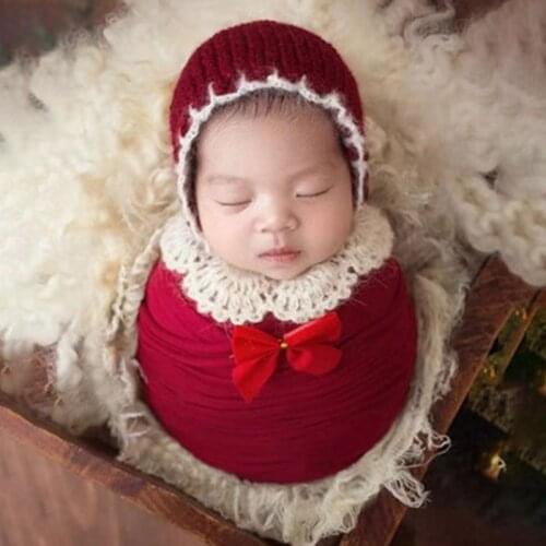 3Pcs/Set Newborn Photography Props Baby Christmas Hat Crochet Infants Outfits Blanket Baby Photo Shooting Accessories