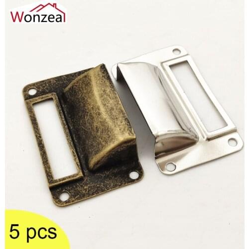 5pcs/Lot Retro Vintage Silver Bronze Metal Label Pull Frame Handle File Name Card Holder For Furniture Cabinet Drawer Box Case B