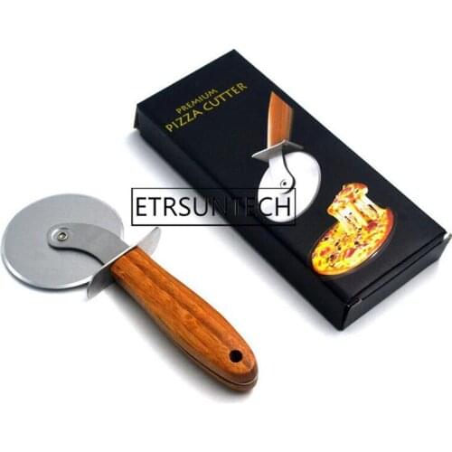 50pcs Wood Handle Pizza Knife Stainless Steel Round Wheel Cake Bread Home Kitchen Tool Bakeware Baking Tools