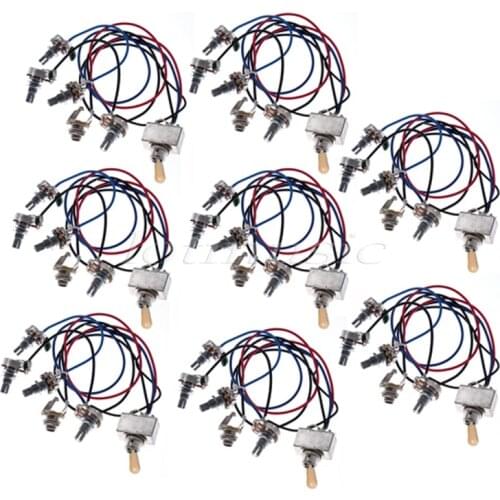 8Pcs Wiring Harness 2V2T 3 Way Box Toggle Switch Jack 4-500K Pot For Electric Guitar Replacement