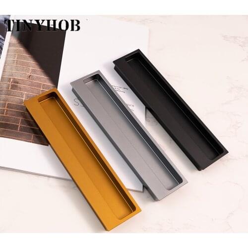 Aluminum Hidden Door Handles Concealed Built-in Pulls Recessed Handle Sliding Door Puller Black/Champagne Golden/Gray