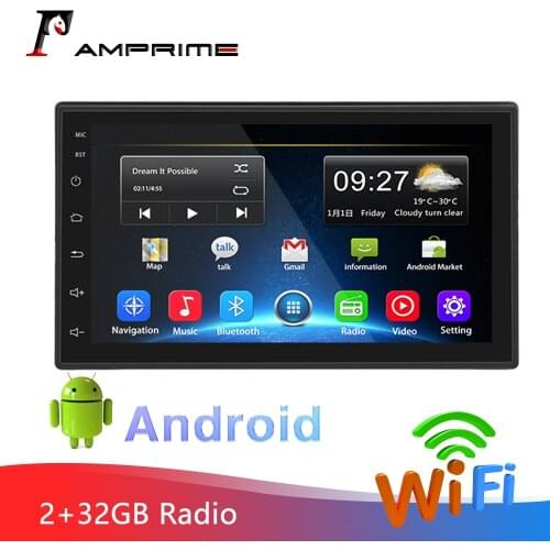 AMPrime Android 2din Car Radio radio coche 7inch 2+32G Touch screen 2 DIN Autoradio DVR Bluetooth WIFI GPS FM For Ford Focus