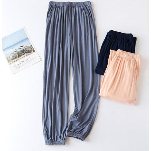 Modal Couples New Solid Color Close-up Trousers for Men and Women Comfortable Spring and Summer Cool Home Trousers Dames Broek