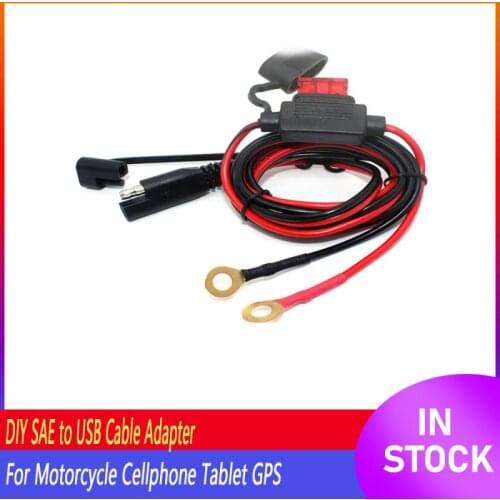 2.1A USB Charger Quick DIY SAE to USB Cable Adapter with Inline Fuse for Motorcycle Cellphone Tablet GPS Motorcycle Accessories