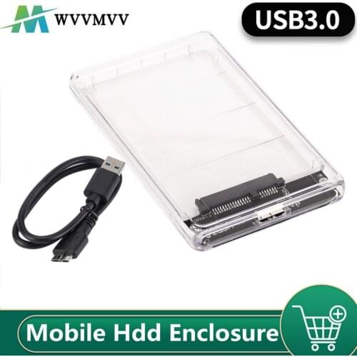 WVVMVV USB 3.0 HDD Case Enclosure 2.5 Inch Serial Port SATA SSD Hard Drive Cases Support 2 TB Transparent Mobile External HDD