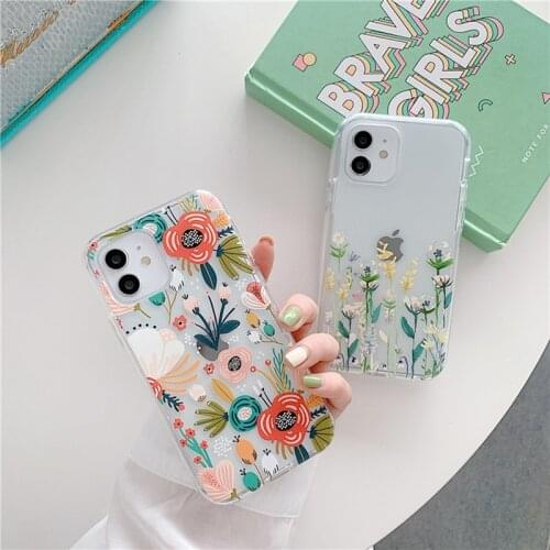 Transparent Flower Phone Case For iPhone 11 Pro Max X XR XS Max 7 8 Plus 12 Pro Max Back Cover