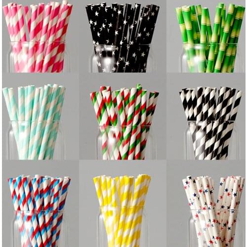 Color straw paper 100 disposable environmental protection creative juice cocktail art paper party table straws