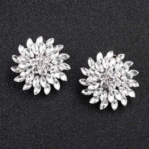 2pcs Shoe Clip Floral Rhinestone Glitter Glow Clips High Heel Decoration DIY Luxury Fashion Sandal Lady Women Clothing Buckle