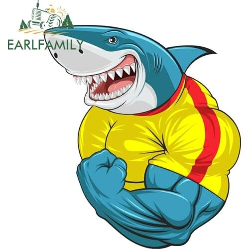 EARLFAMILY 13cm x 11.4cm for Street Sharks Car Stickers Simple Scratch-Proof Decals Funny Creative Helmet Trunk Decor Car Label