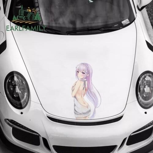 EARLFAMILY 43cm x 22.6cm for Re Zero Kara Hajimeru Isekai Seikatsu Anime DIY Decal Funny Car Stickers Waterproof Vinyl Car Wrap