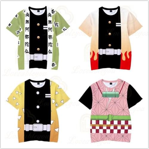 Summer Adult Childrens Clothing Demon Slayer Short Sleeve Cosplay 3D Digital Color Printing Men Short Sleeve T-shirt