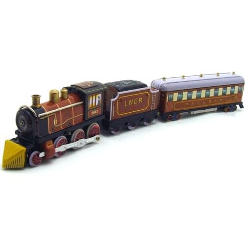 Clockwork classic retro tin toys Clockwork train Section three carriages Collection Wind Up Tin Toy